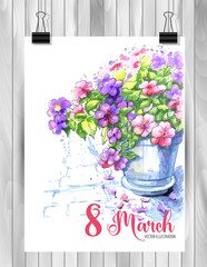 Funky hand drawn mix of flowers and leaves - vector illustration