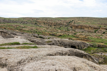 View of the rocky Caucasus mountains in Georgia