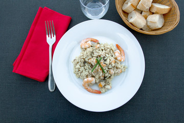 risotto aux crevettes et champignons
