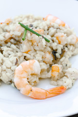 risotto aux crevettes et champignons