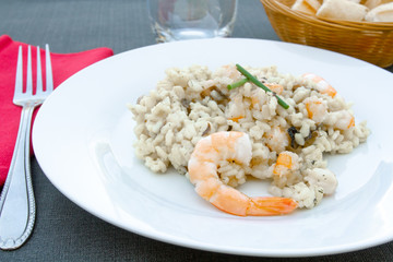 risotto aux crevettes et champignons