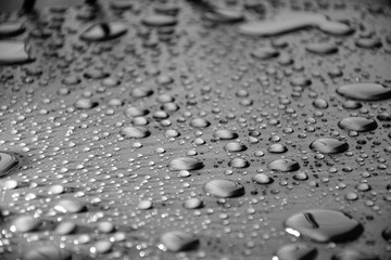 Close up water drops on metal surface can be used for web design