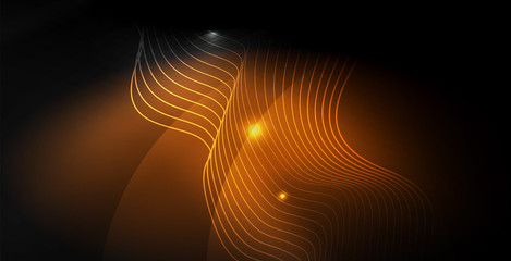 Glossy shiny glowing neon waves