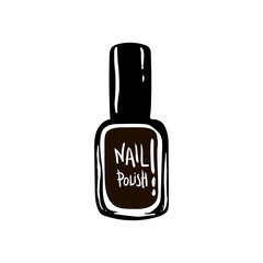 nail polish icon. Women's things element. hand drawing, sketch, black white. Signs symbols collection, simple icon for websites, web design, mobile app, info graphics on white background