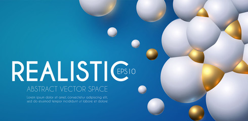 Abstract Background with Rtalistic 3D Structure. Flying Spheres.