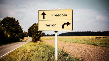 Street Sign to Freedom versus Terror