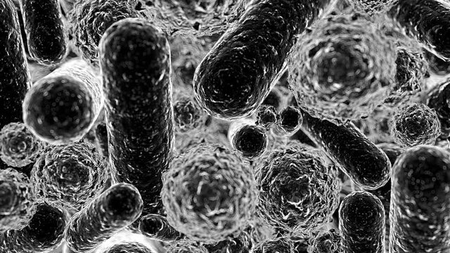 3d render microbe. Virus or gem 3d render background. Close-up of microscopic world.