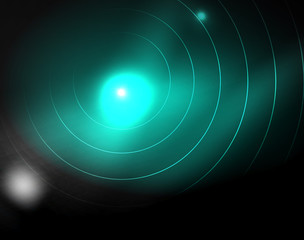 Dark space with neon color glowing lights abstract background