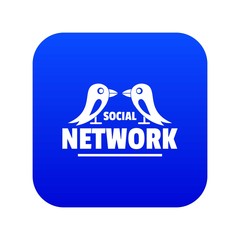 Bird social network icon blue vector isolated on white background