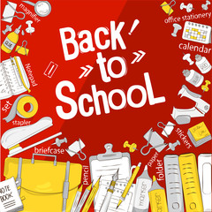 Back to school. The concept of school products. Suitable for graphic design, web banners, printing. Vector illustration on the theme of education, knowledge, learning