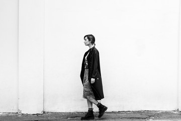 Fashionable hipster girl in the street