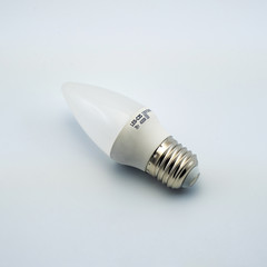 Concept photo of white light bulb isolated on white background. Perfect for filling the catalog online store electrics.