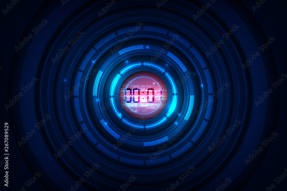 Poster abstract futuristic technology background with digital number timer concept and countdown, vector tr
