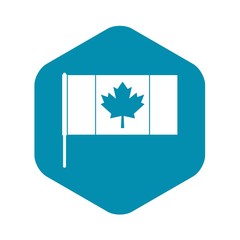 Canada flag with flagpole icon. Simple illustration of Canada flag with flagpole vector icon for web