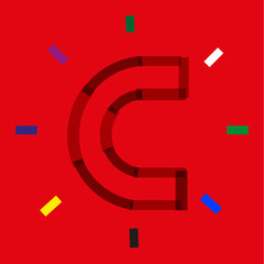 Letter C on modern colorful background	