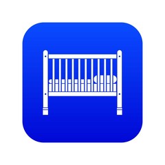 Baby bed icon digital blue for any design isolated on white vector illustration