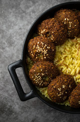 Falafel with hummus and rice