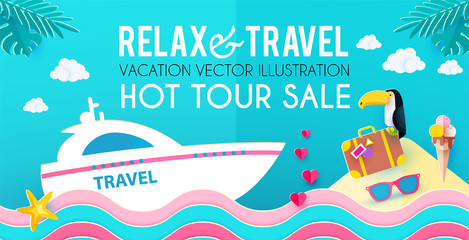 Hot Vacation Design Template. Summer Travel. Enjoy Sea Holidays.
