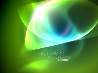 Blue neon bubbles and circles futuristic abstract background