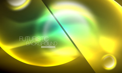 Vector glowing neon circles abstract background