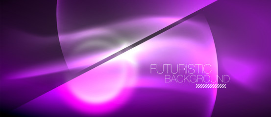 Blurred neon glowing round shapes, abstract circles and lights