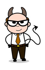 Devil Smile - Retro Cartoon Father Old Boss Vector Illustration