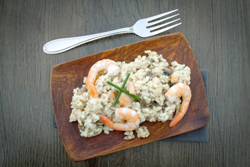 risotto aux crevettes et champignons