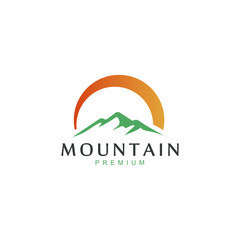 Mountain icon, Minimalist Landscape Hills logo design inspiration