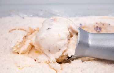 box of chestnut and red bean ice cream a ball made by a spoon