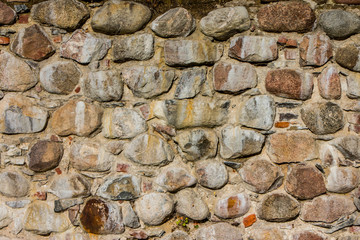 The stone wall texture.
