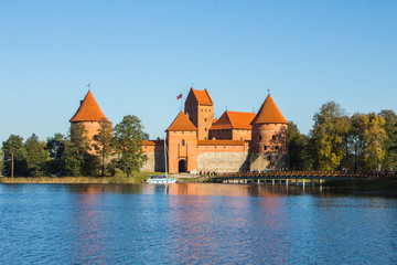 Naklejka na ściany i meble Trakai Castle on the island in the middle of the lake. Lithuania