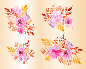 Naklejka premium watercolor floral arrangement collection