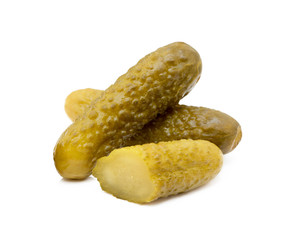  Pickled sour cucumber isolated on white background 