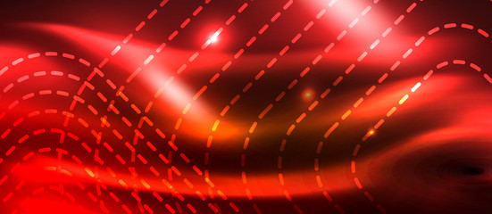 Neon square shapes lines on glowing light background