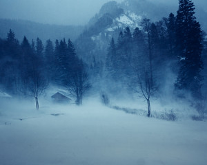 snow storm in the mountains