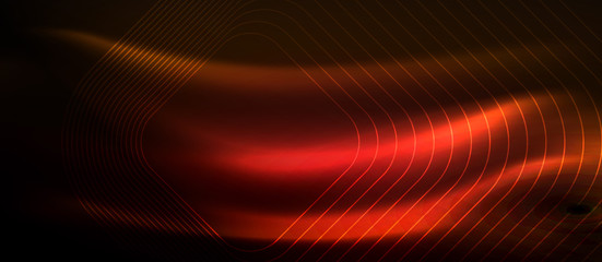 Neon square shapes lines on glowing light background