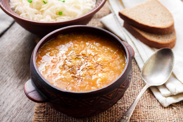 Kapustnyak - traditional Ukrainian winter soup with sauerkraut and millet