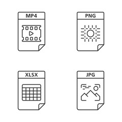 Files format linear icons set