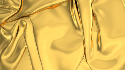 Gold satin or silk background. Gold digital fabric background. Gold texture.