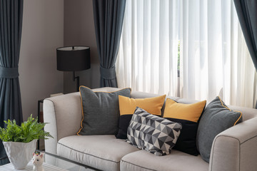 modern living room with set of pillows