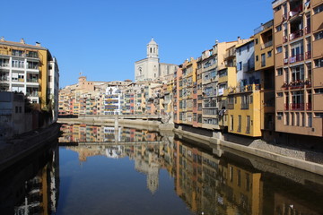 Fototapeta premium View of the bridge (Eiffel) in Girona, near Barcelona, Spain.