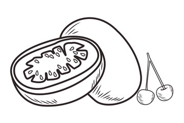 Fresh fruit nutrition healthy black and white hand drawn