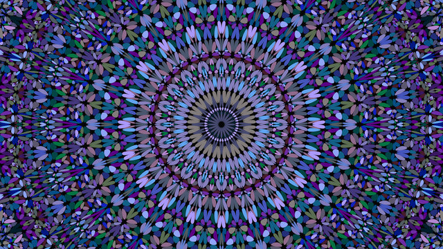 Colorful flower kaleidoscope mandala pattern wallpaper design - bohemian abstract vector background illustration