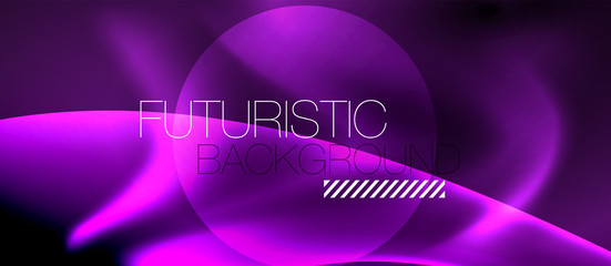 Glossy glowing neon light wave background