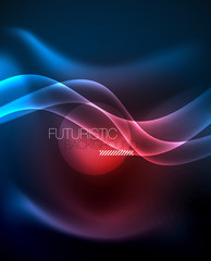 Neon glowing lines, magic energy space light concept, abstract background wallpaper design