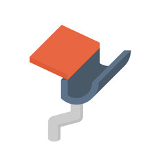 Halfline style gutter vector icon. Also call rain gutter or eavestrough. Include roof, downpipe or downspout and pipeline for water discharge and drainage system to protect building from rainwater.