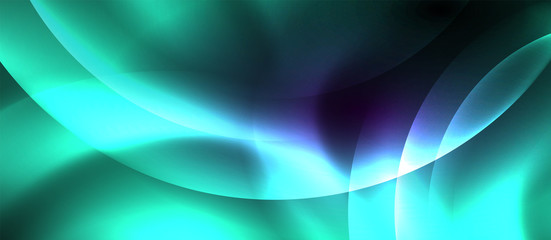 Shiny neon color light with circles abstract background