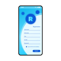Register form smartphone interface vector template