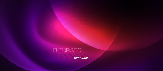 Shiny neon color light with circles abstract background