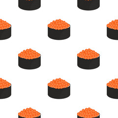 Roll with caviar. Seamless pattern. Traditional japanese food.